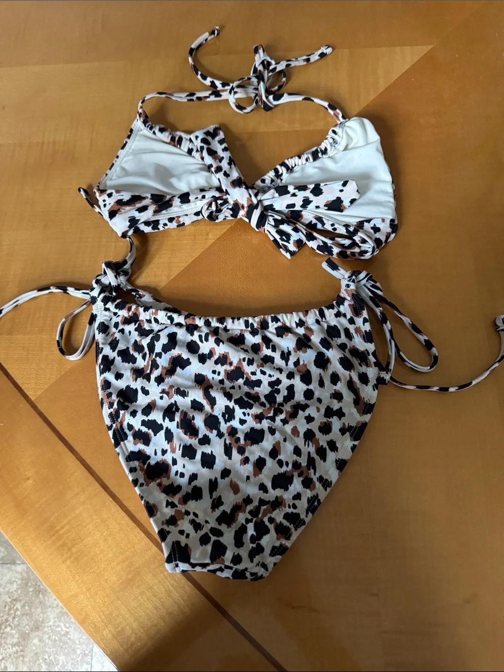 wild fable White Leopard Print Tie-Side Bikini size xs